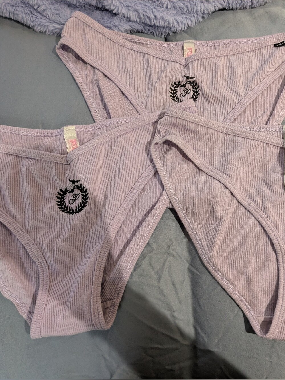 PINK Victoria's Secret Ribbed Bikini Briefs - Lilac x3